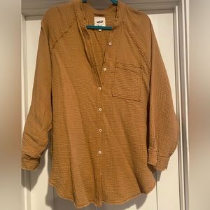 Aerie oversized long-sleeve gauze button up - M